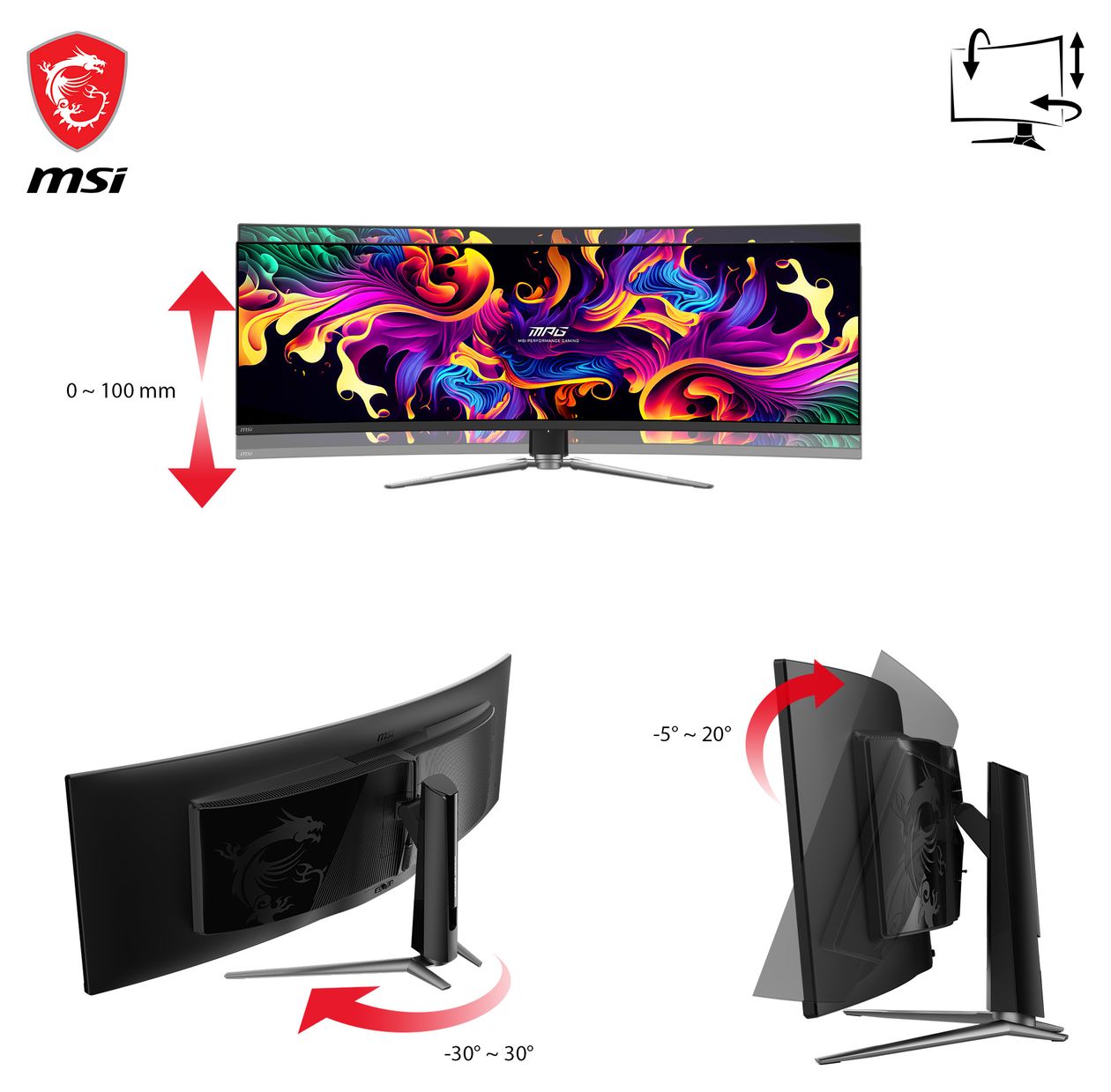 MPG 491CQPDE QD-OLED Quad HD Monitor 124,5 cm (49 Zoll) 32:9 0,03 ms 250 cd/m²  (Schwarz) 