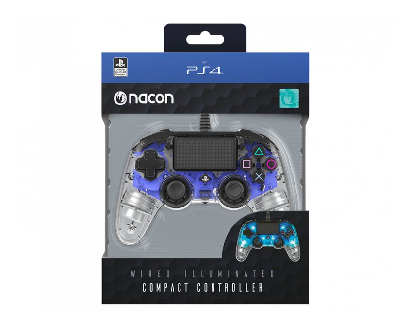 Wired Illuminated Compact Controller Analog / Digital Gamepad für PC, PlayStation 4  (Blau, Transparent) 