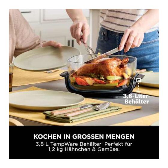 FN101EU Crispi Heißluftfritteuse 3,8 l 1700 W (Blau, Grau, Transparent) 