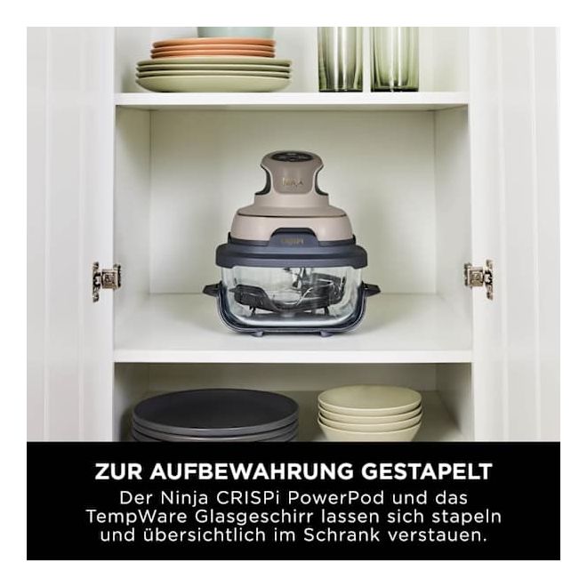 FN101EU Crispi Heißluftfritteuse 3,8 l 1700 W (Grau, Steinfarbe, Transparent) 