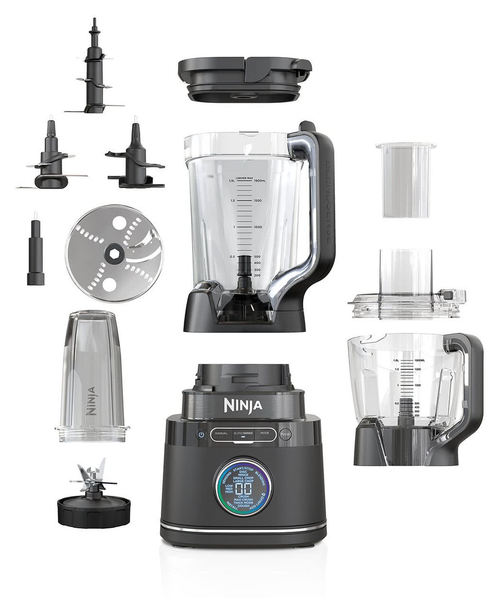TB401EU Detect Power Mixer & Processor Pro 2,1 l Standmixer 10 Geschwindigkeiten 1200 W  (Schwarz) 