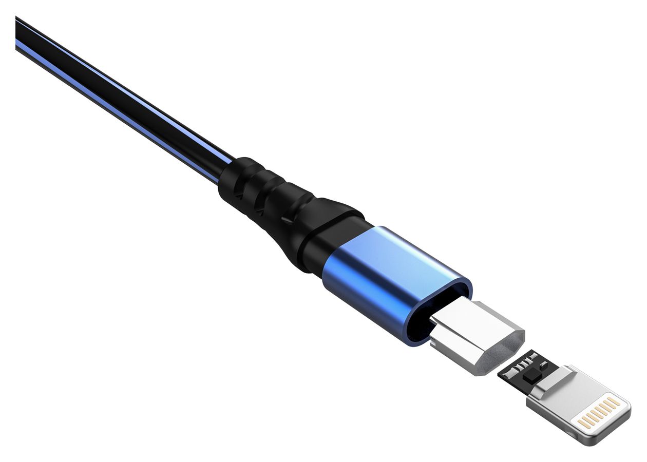 USB Plus Li 0,48 Gbit/s Stecker Rundkabel USB A auf Lightning 1 m  (Schwarz, Blau) 