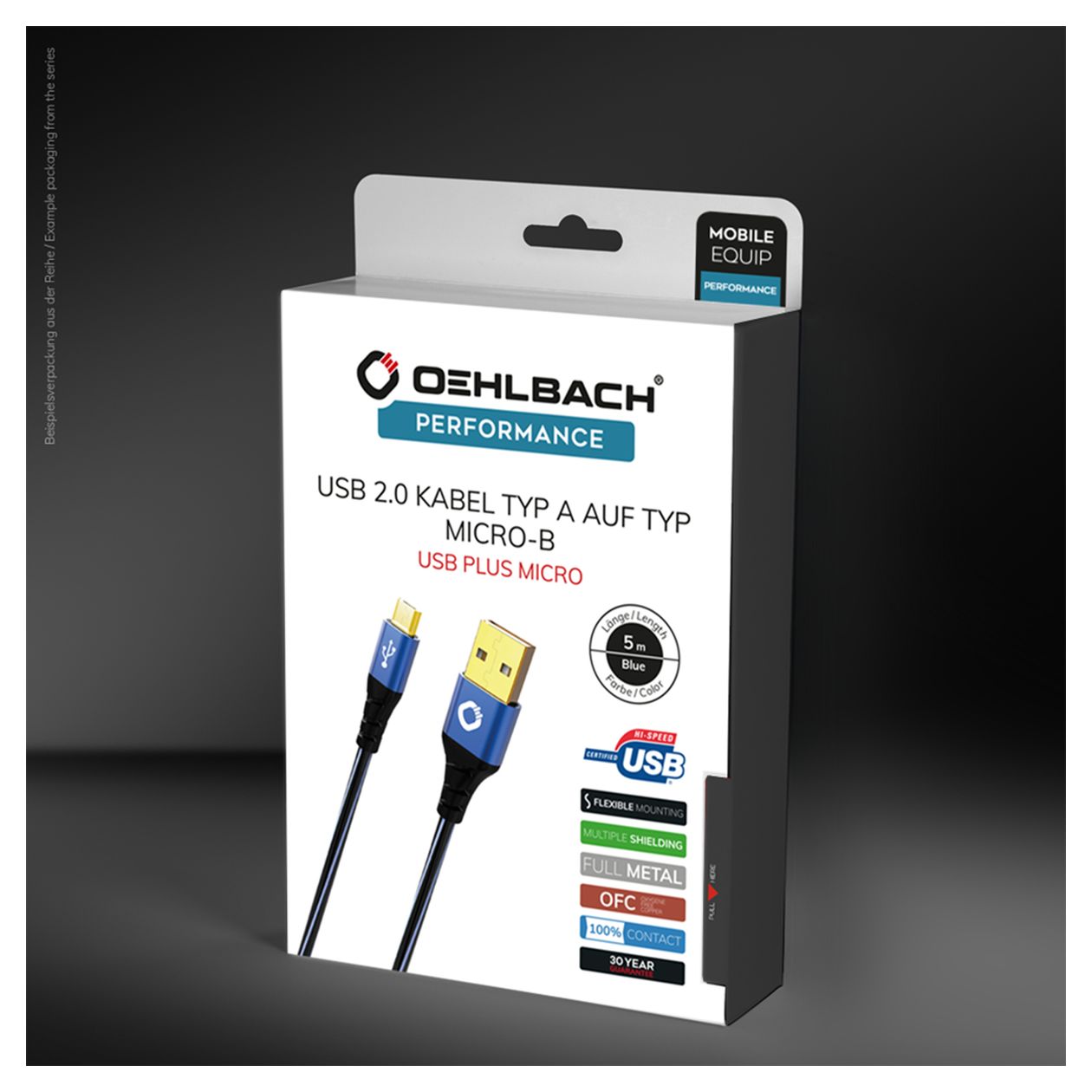 USB Plus Micro 0,48 Gbit/s Stecker Rundkabel USB A auf Micro-USB B 5 m  (Schwarz, Blau) 