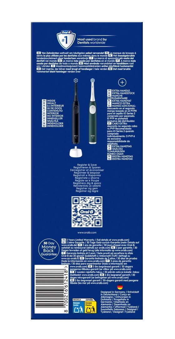 iO Series 2 Duo Vibrierende Zahnbürste für Erwachsene  (Schwarz, Grün) 