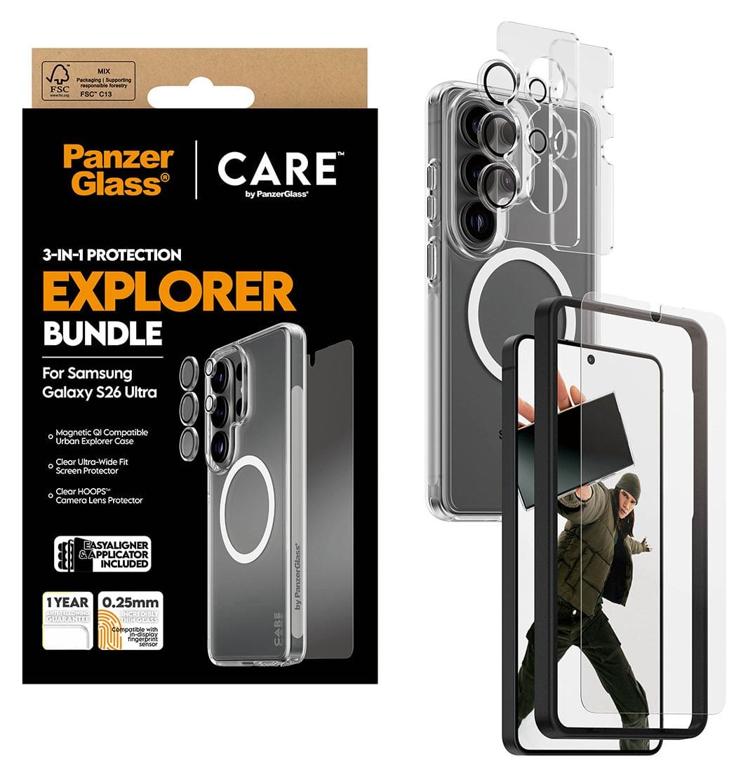 3-in-1 Bundle Cover Klare Bildschirmschutzfolie TPU, Gehärtetes Glas, Polyethylenterephthalat, Silikon für Samsung Galaxy S26 Ultra 