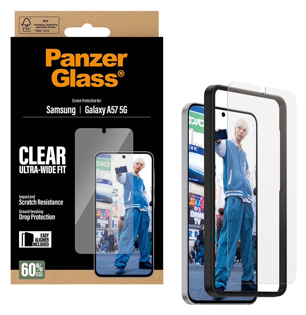 32082 Ultra-Wide Fit Klare Bildschirmschutzfolie Gehärtetes Glas, Polyethylenterephthalat, Silikon für  Samsung Samsung - Galaxy A57 5G Kratzresistent, Schockresistent 