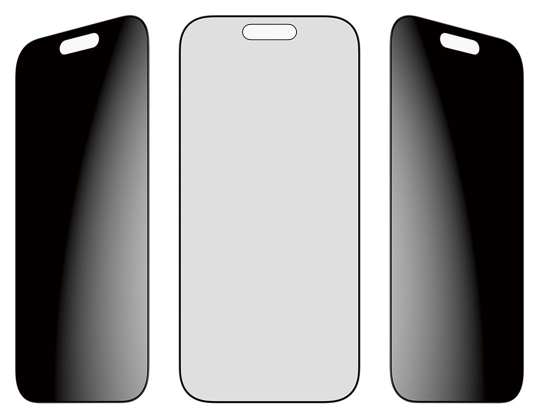93414 2-Way Privacy Klare Bildschirmschutzfolie Gehärtetes Glas, Polyethylenterephthalat, Silikon für  Apple iPhone 17, iPhone 16 Pro Kratzresistent, Schockresistent 
