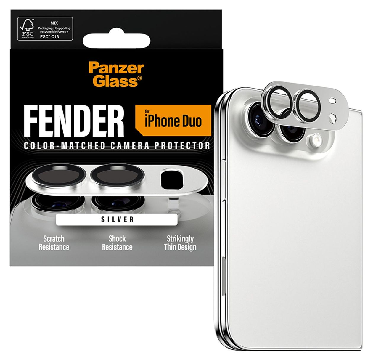 Fender Kameraschutz Silber iPhone Duo 