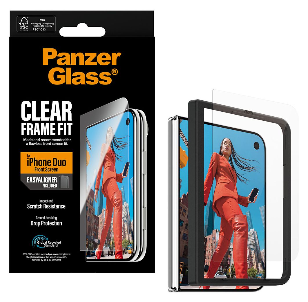 PanzerGlass® Außendisplay Displayschutz iPhone Duo | RahmenFit m. EasyAligner 