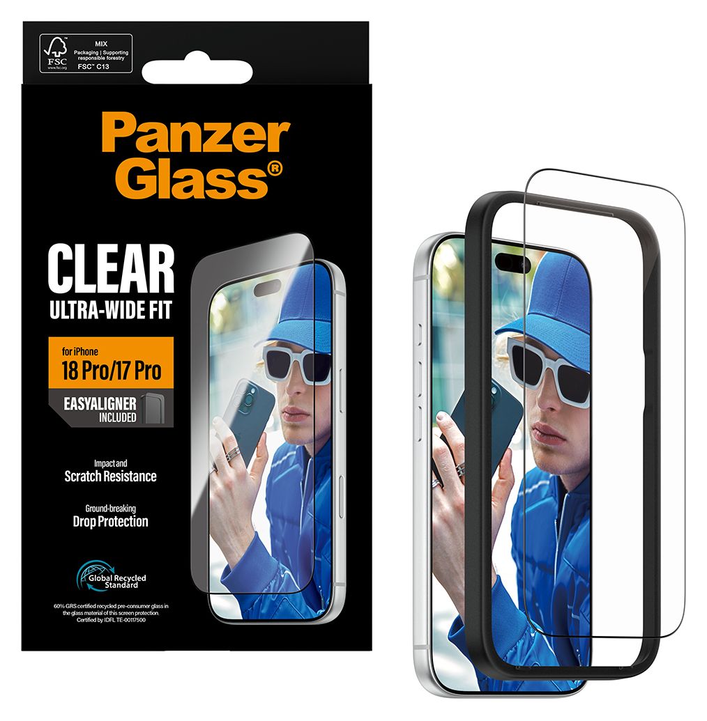 PanzerGlass® Displayschutz iPhone 18 Pro | 17 Pro | Ultra-Wide Fit m. EasyAligner 