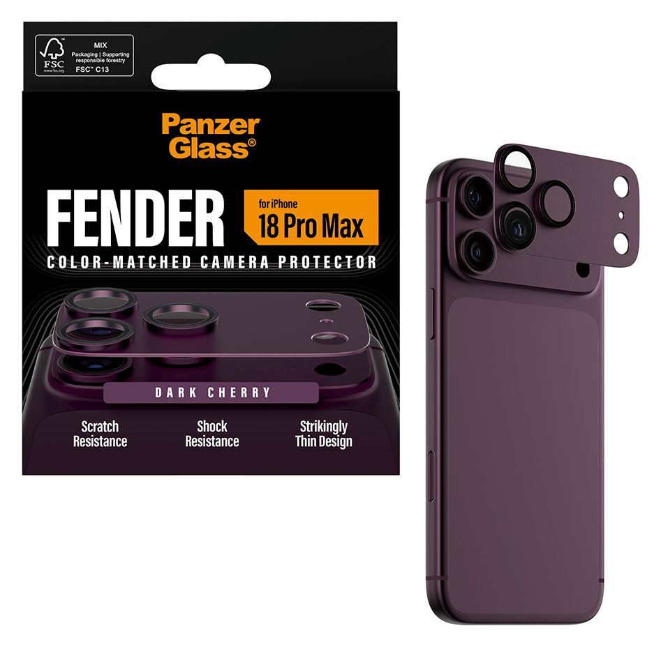 PanzerGlass® Fender Kameraschutz Dark Cherry iPhone 18 Pro Max 