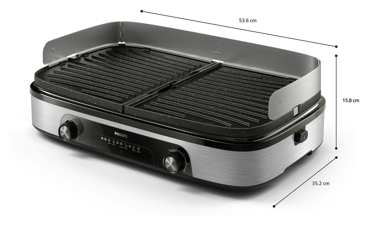 HD6222/90 Tischgrill 2 Zone(n) 2400 W  (Schwarz, Edelstahl) 
