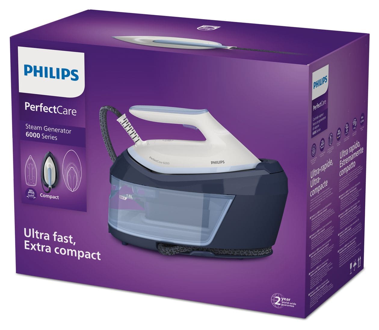 Philips PSG6026/20 PerfectCare 6000 series 2400 W Dampfbügelstation 130  g/min (Blau, Weiß) von expert Technomarkt