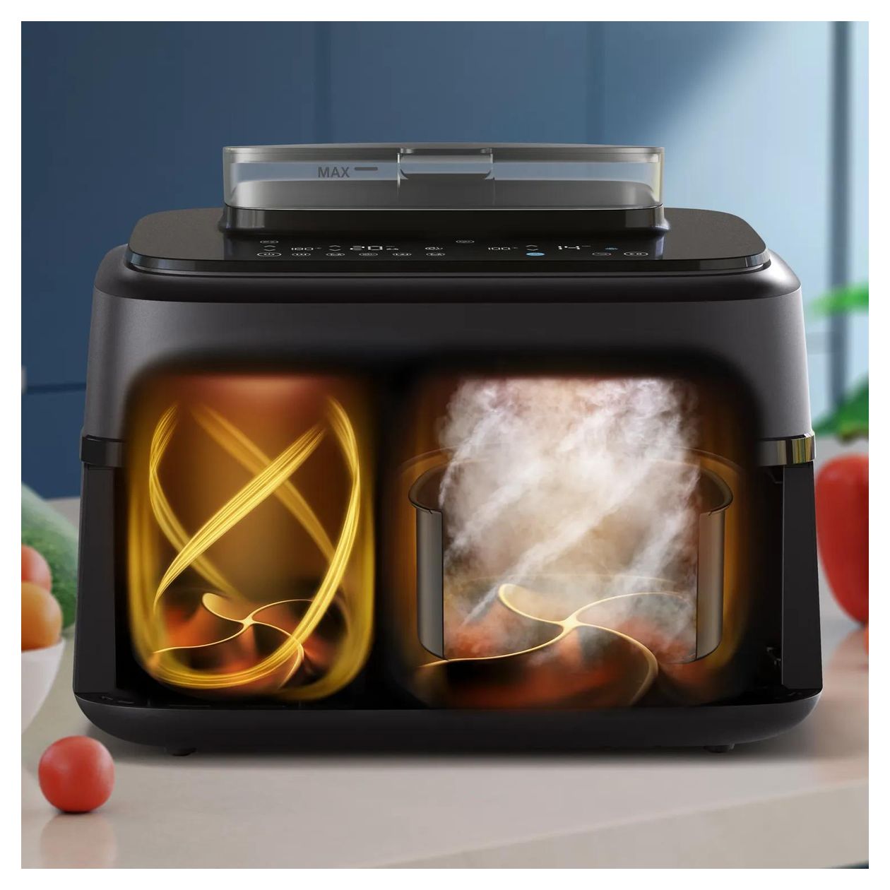 Series 5000 NA551/00 Doppel Heißluftfritteuse 9 l 2750 W  (Schwarz, Silber) 