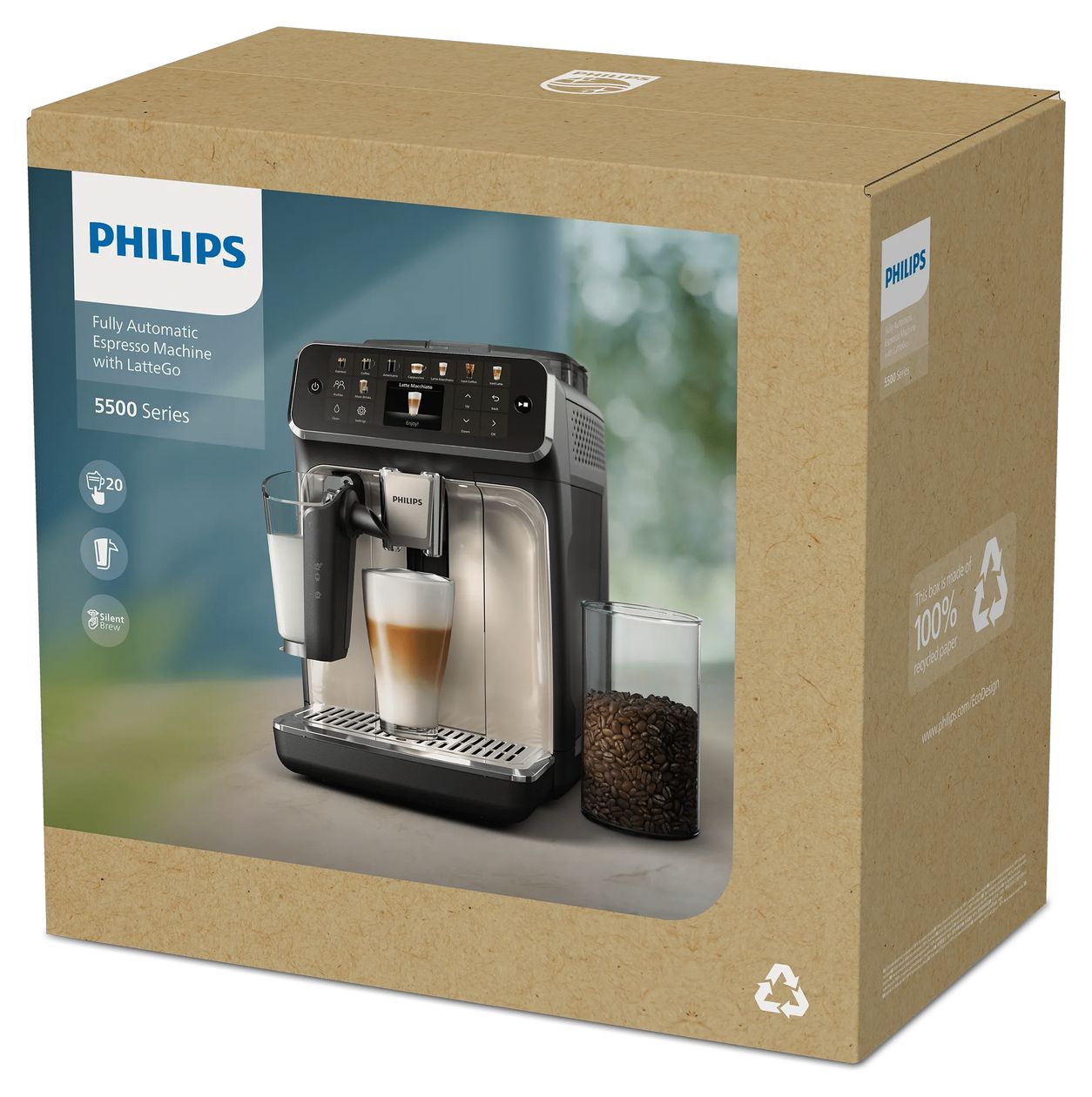 Series 5500 EP5543/90 LatteGo Kaffeevollautomat 15 bar 1,8 l 275 g  (Grau) 