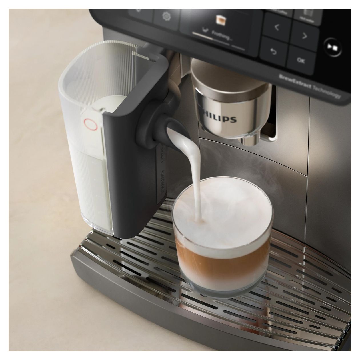 Series 6000 EP6551/91 LatteGo Pro Aromis Kaffeevollautomat 15 bar 1,9 l 275 g (Cashmere Grey) 