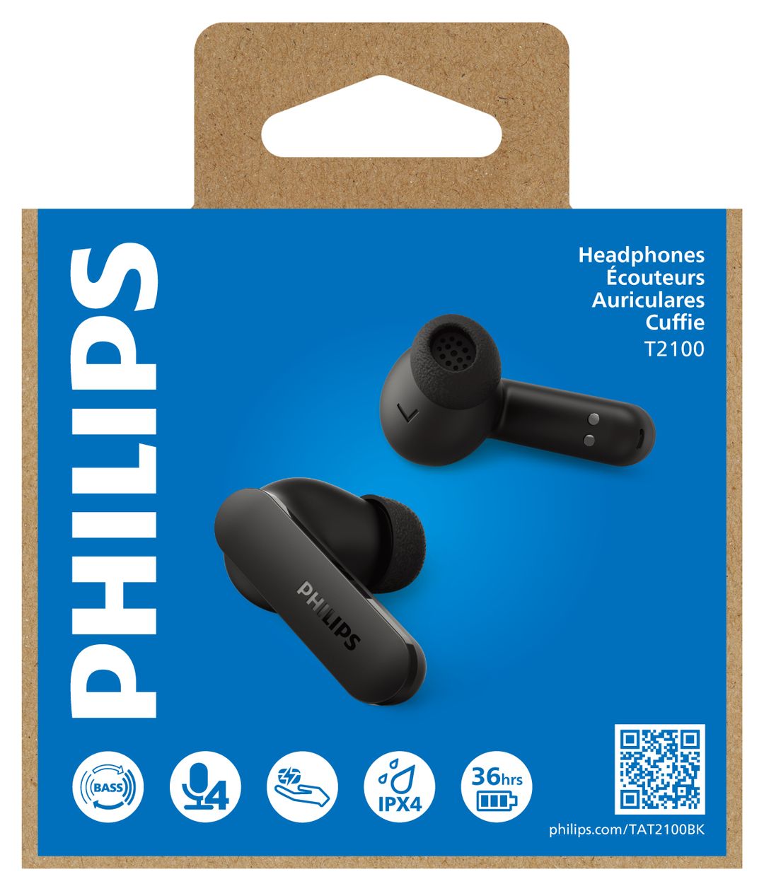 TAT2100BK/00 In-Ear Bluetooth Kopfhörer Kabellos TWS 8 h Laufzeit IPX4  (Schwarz) 