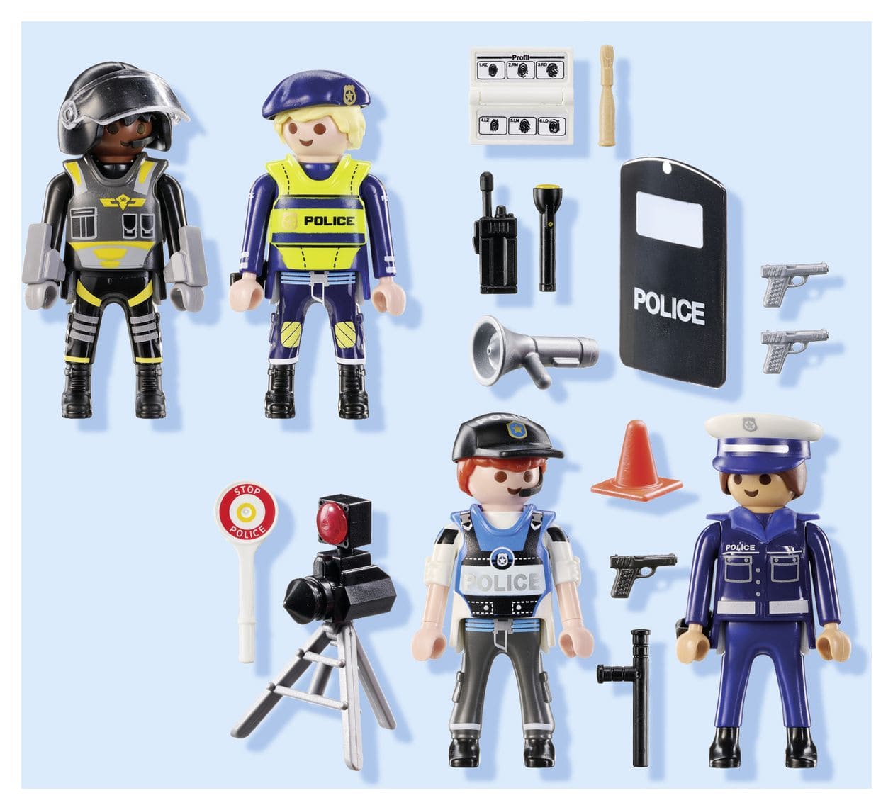 City Action Figurenset Polizei Spielset 6 Teile  (Mehrfarbig) 
