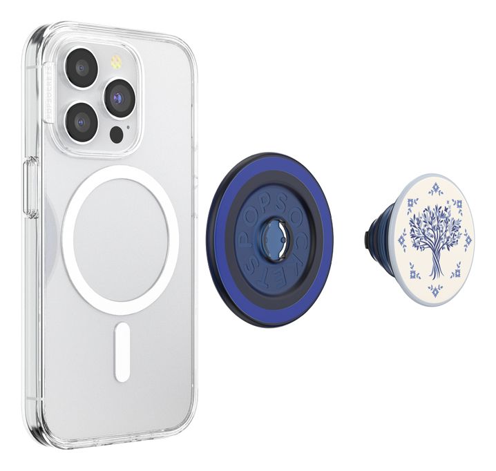 PopGrip MagSafe Olive Tree Tile Fingerring für Apple iPhone 12+  (Blau, Weiß) 