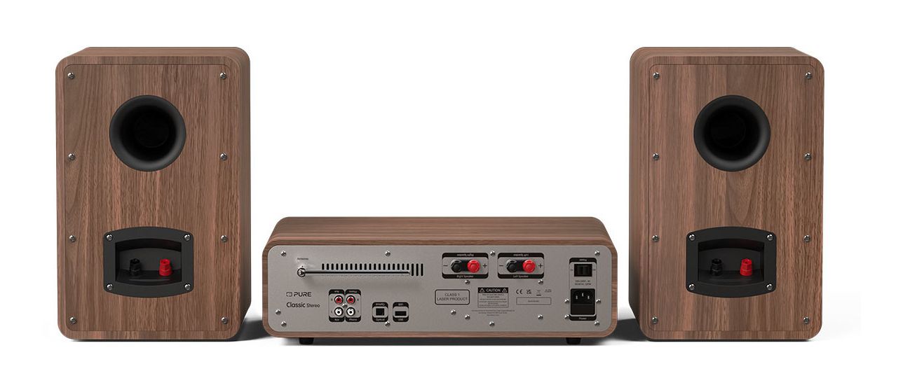 Classic Stereo Heim-Audio-Mikrosystem DAB, DAB+, FM 50 W Bluetooth  (Schwarz, Walnuss) 