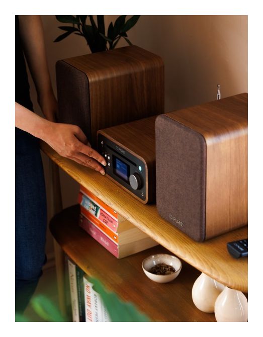 Classic Stereo Mini Heim-Audio-Mikrosystem DAB+, FM 40 W Bluetooth  (Braun, Walnuss) 