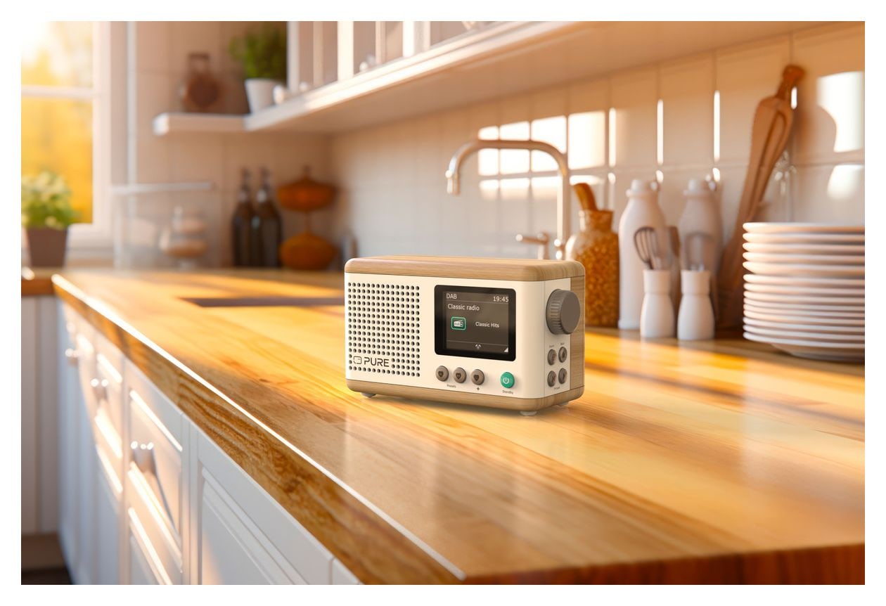 DAB+ Radio Classic Mini Bluetooth DAB+, FM Radio Tragbar  (Cremefarben, Holz) 