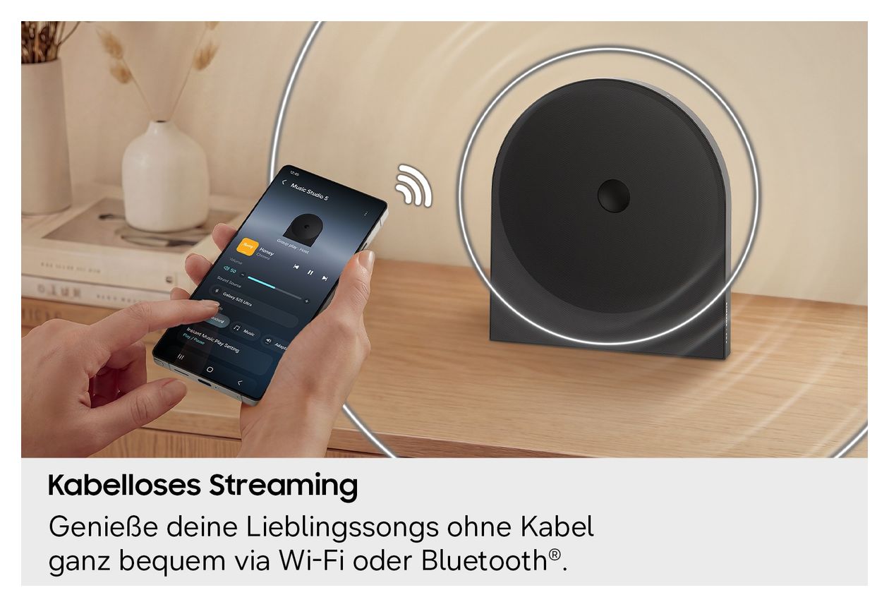 Music Studio 5 HW-LS50H/ZG Wlan Lautsprecher mit Bluetooth  (Schwarz) 