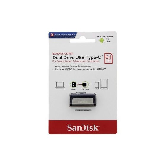 Ultra Dual Drive USB Type-A / USB Type-C Stick 64 GB  (Schwarz, Silber) 