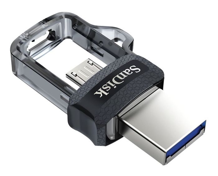 Ultra Dual m3.0 USB Type-A / Micro-USB Stick 128 GB (Schwarz, Transparent) 
