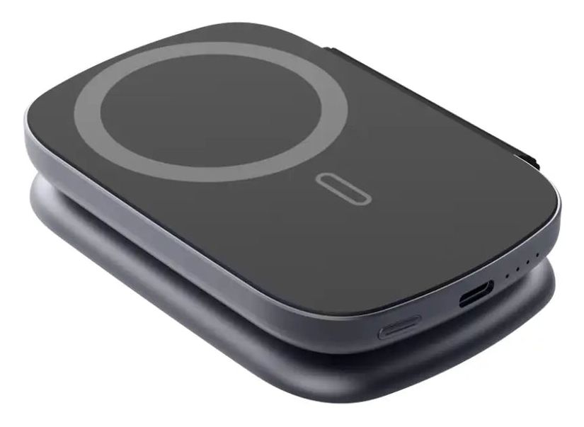 MagPower Pro – 3‑in‑1 faltbare magnetische 5000 mAh Powerbank USB Typ-C Kabelloses Laden  (Schwarz) 