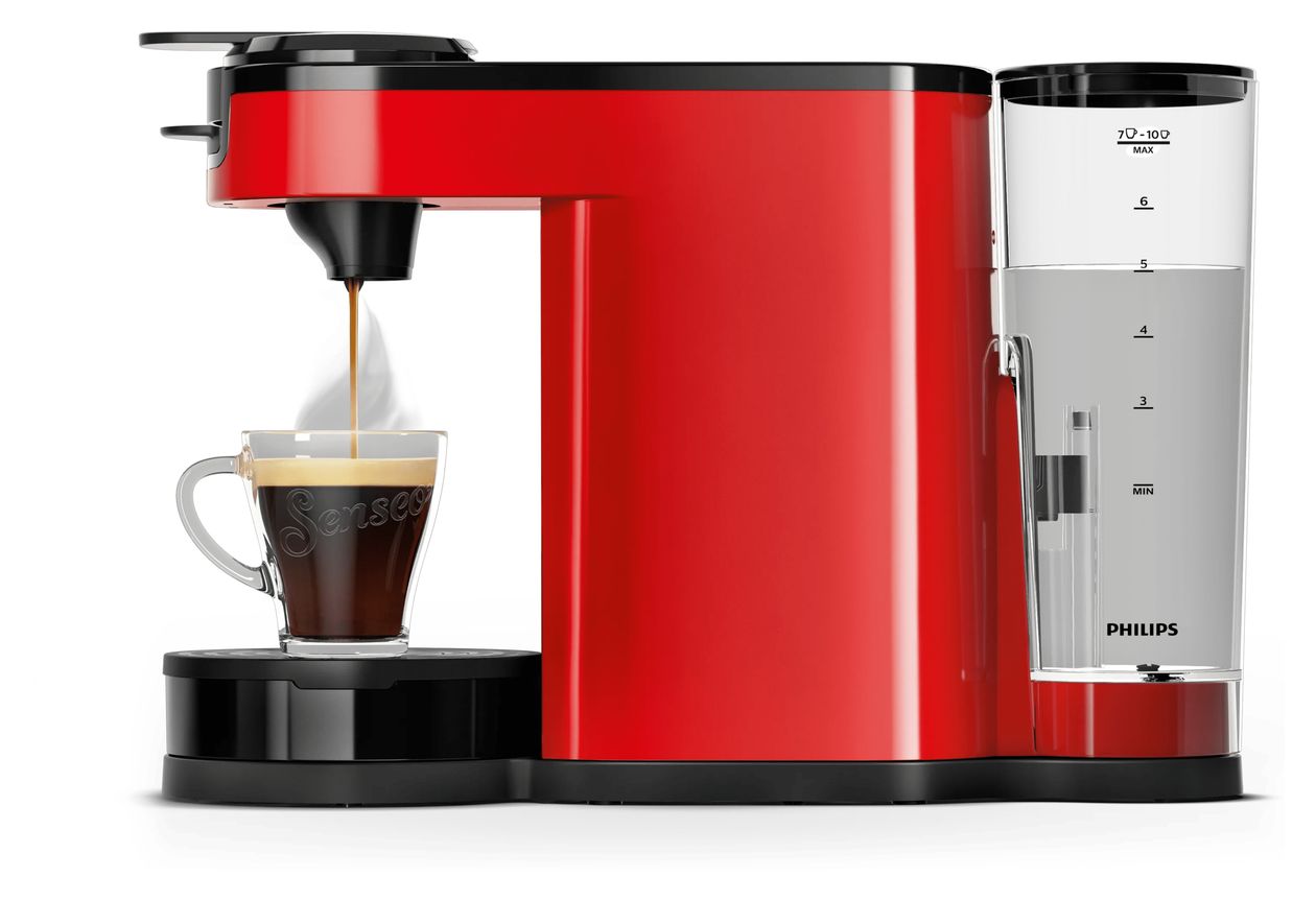 HD6592/84 Senseo Switch Kaffeepad, Gemahlener Kaffee Maschine  (Schwarz, Rot) 