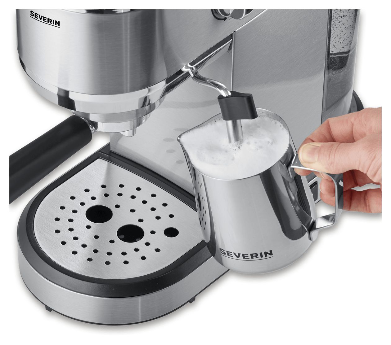 KA5997 Newspresa Siebträger Kaffeemaschine 20 bar 1350 W (Schwarz, Gebürsteter Stahl, Chrom) 