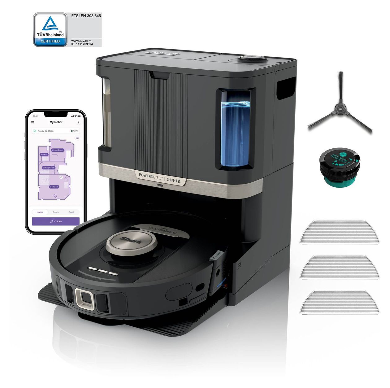 RV2800ZEEU PowerDetect NeverTouch Pro Saugroboter nass/trocken 110 min Akku  (Schwarz, Steinfarbe) 