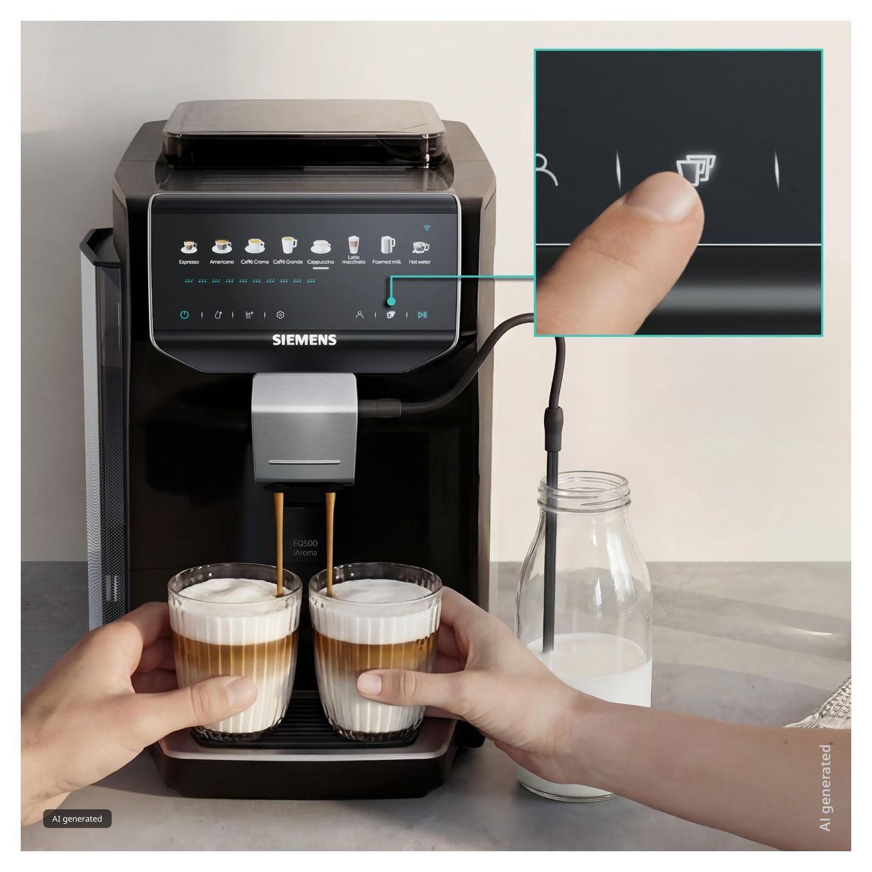 EQ500 TP553E07 iAroma Kaffeevollautomat 15 bar 1,8 l 300 g AutoClean  (Schwarz) 