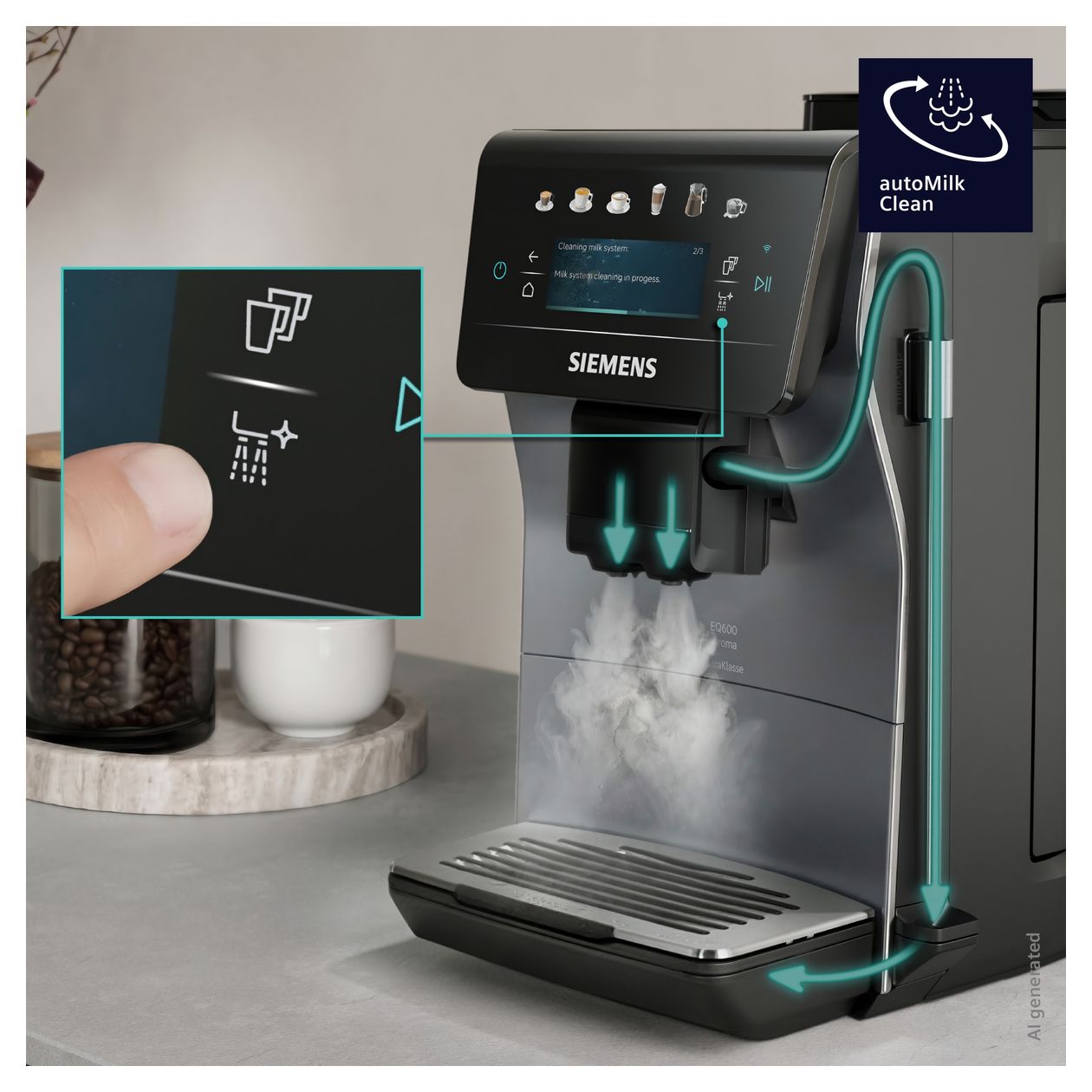 EQ600 TP603EF6 Kaffeevollautomat 15 bar 1,8 l 300 g  (Schwarz) 