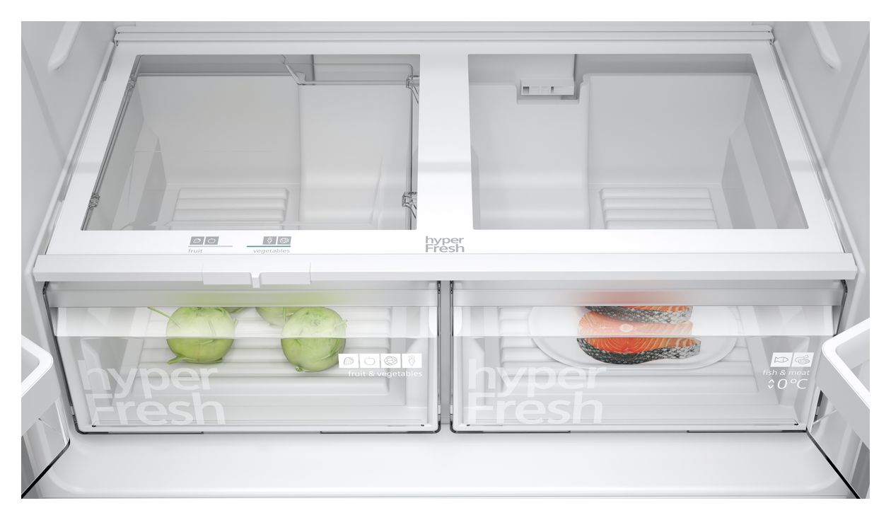 iQ300 KF96NVPEA Side-by-Side Kühl-/ Gefrierkombination French Door 405 l / 200 l 333 kWh NoFrost 1830 mm x 910 mm  (Silber) 