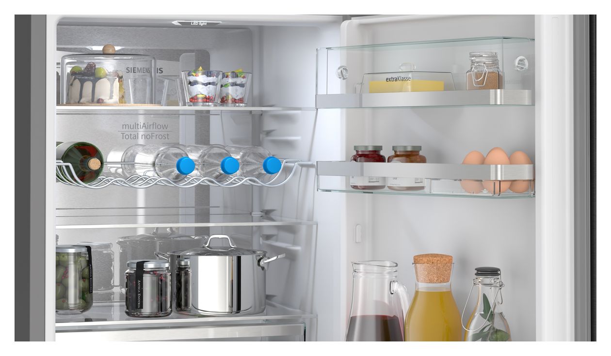 iQ300 KG36NEXAG 218 l / 103 l Kühl-Gefrierkombi freistehend NoFrost 111 kWh Jahr  (Schwarz, Edelstahl) 