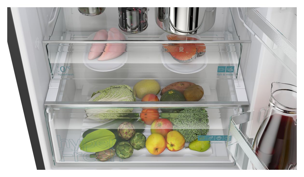 iQ300 KG49NXXCF 311 l / 129 l Kühl-Gefrierkombi freistehend NoFrost 178 kWh Jahr  (Schwarz, Edelstahl) 