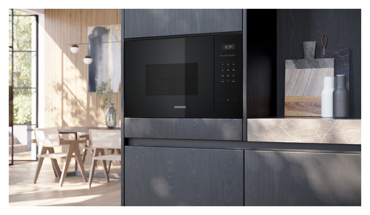 iQ500 BE555LMB1 Einbau-Mikrowelle 900 W Größe: mittel 5 Stufen Grill (Schwarz) 