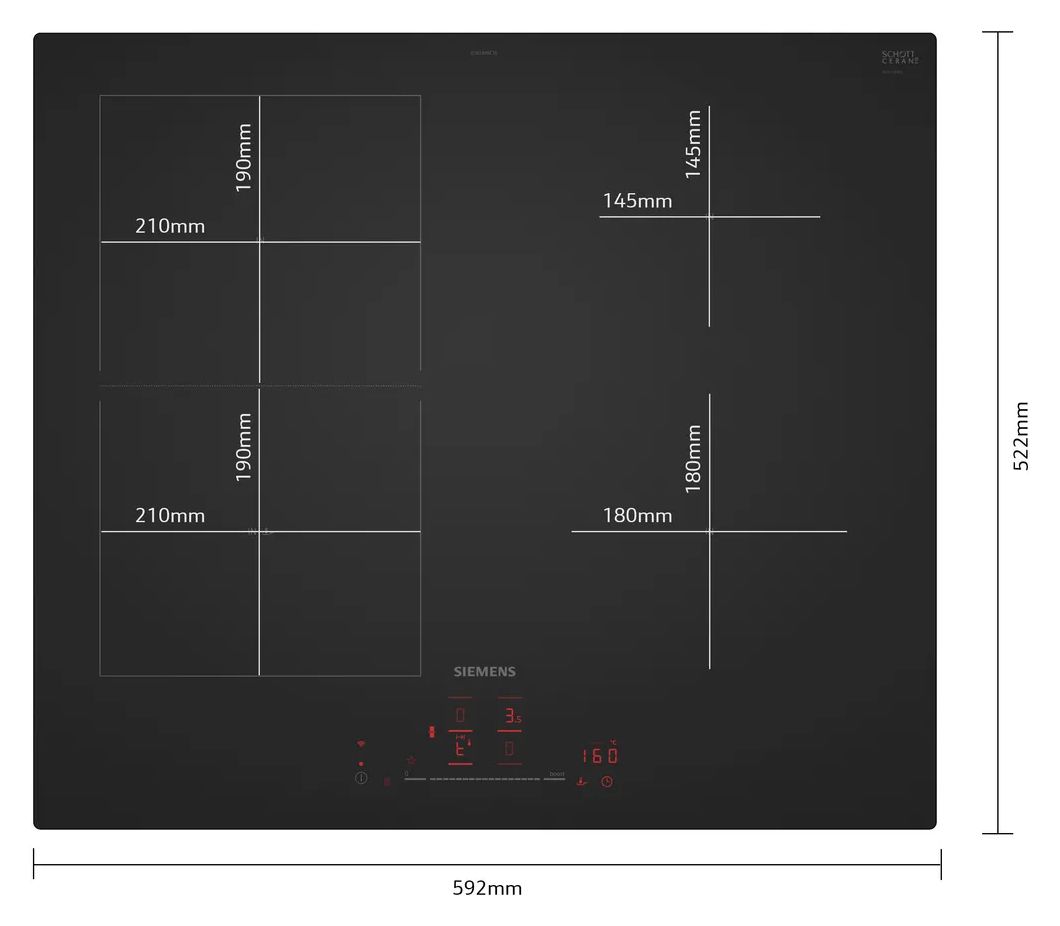 iQ500 ED61AHSC1E autarkes 59.2 cm Induktions Kochfeld/Herdplatte 4 Zone(n) 
