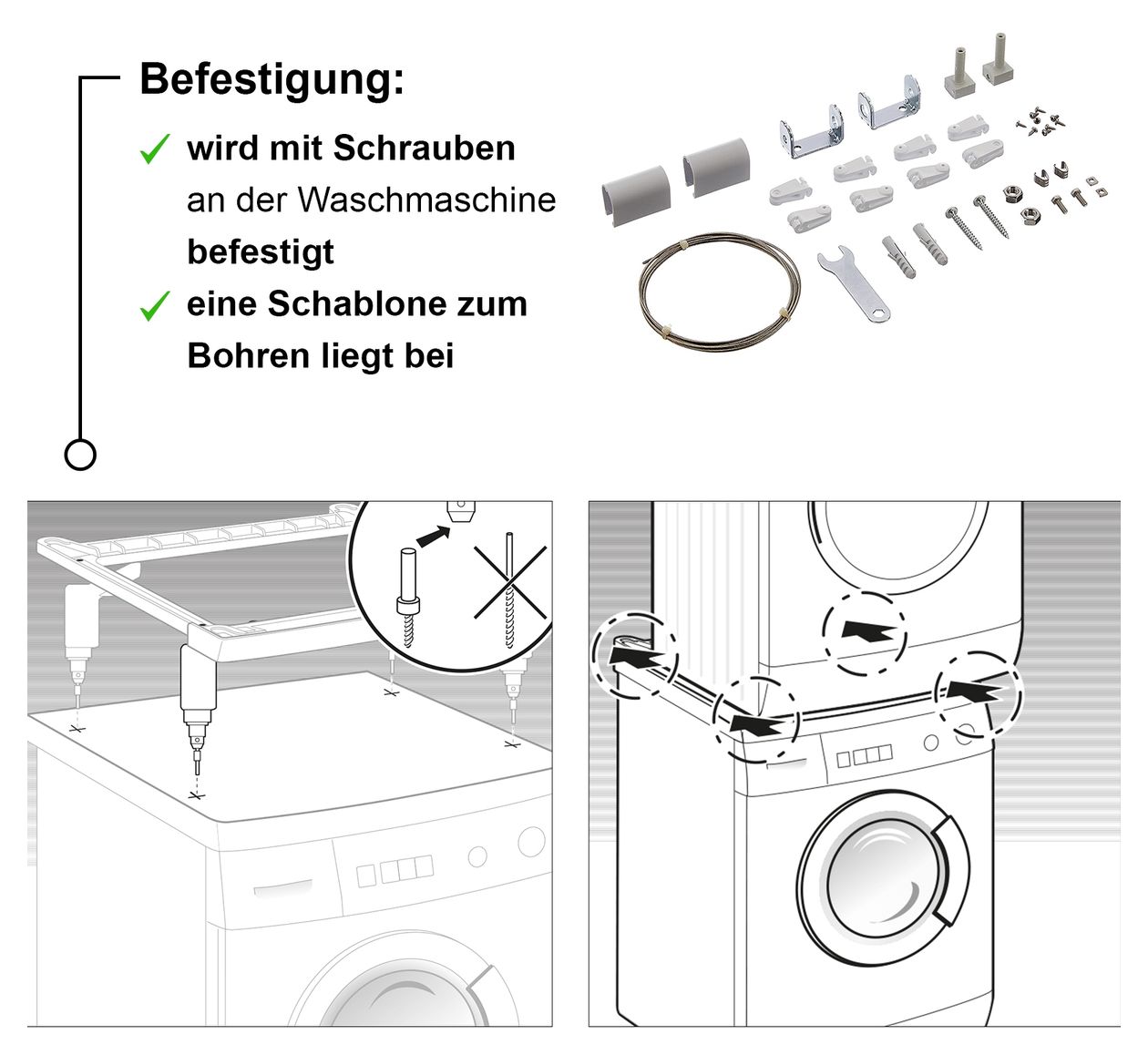 WZ11410 Zwischenbausatz Waschmaschine/Wäschetrockner 