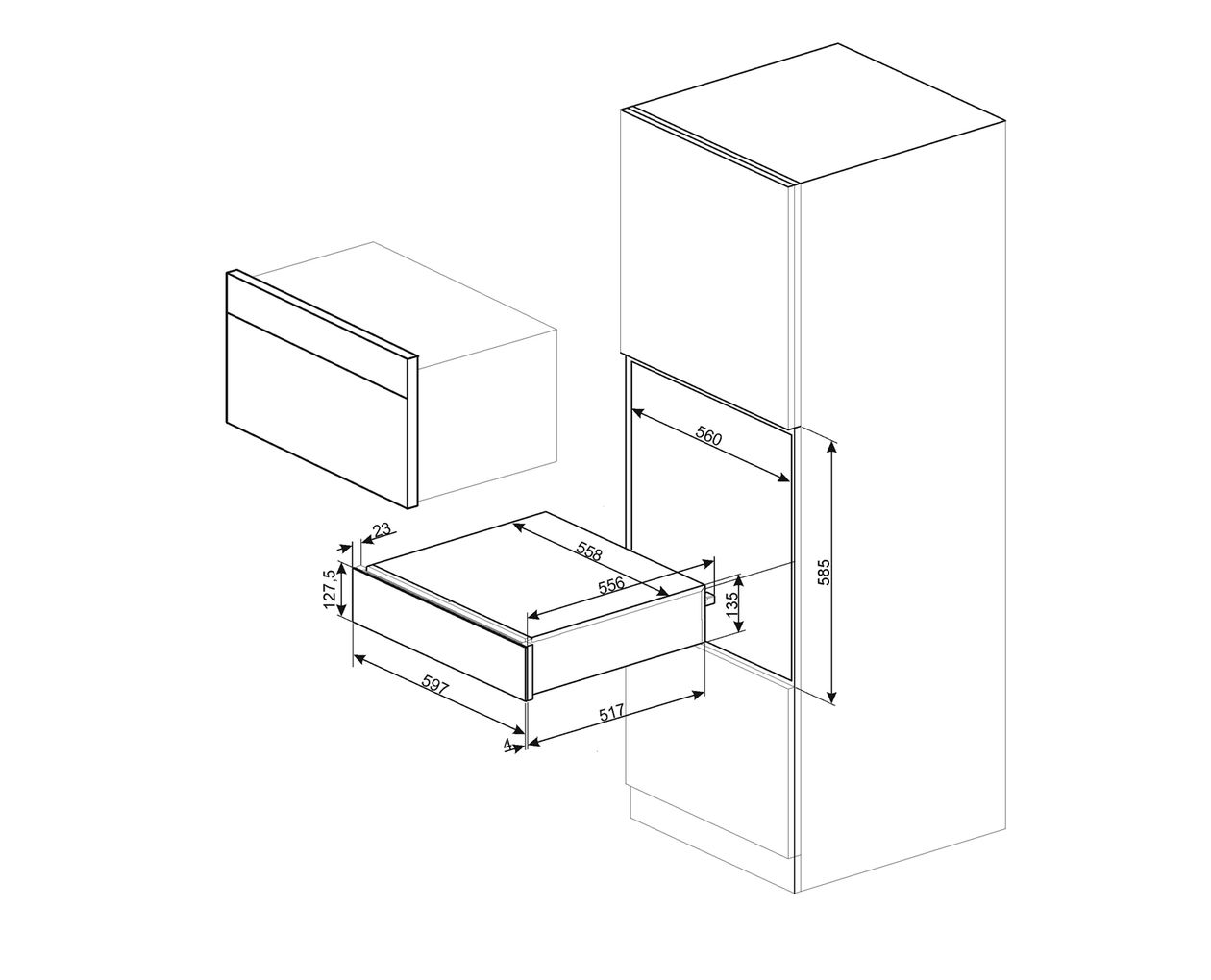 CPR915P Wärmeschublade 13,5 cm 30 - 80 °C (Cremefarben) 