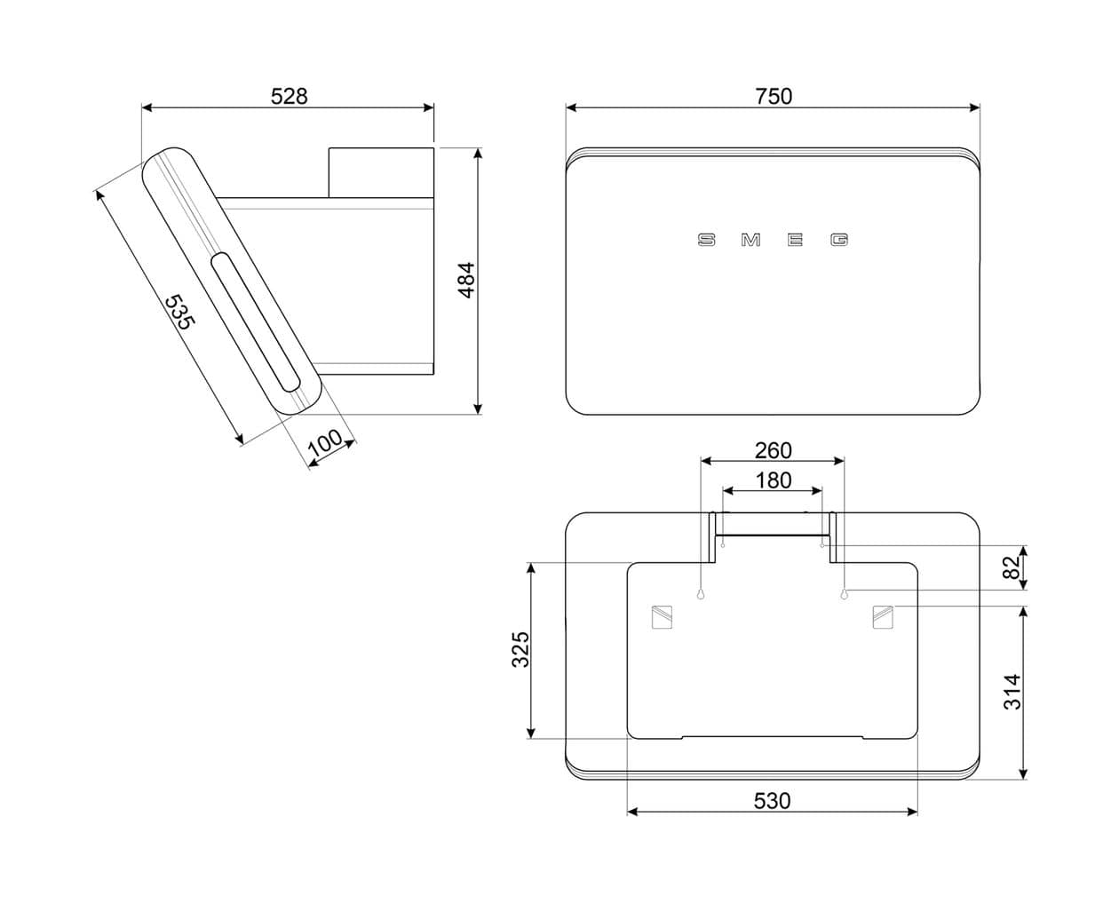 KFAB84BL Umluft Dunstabzugshaube/Esse Wand 75 cm (Schwarz) 