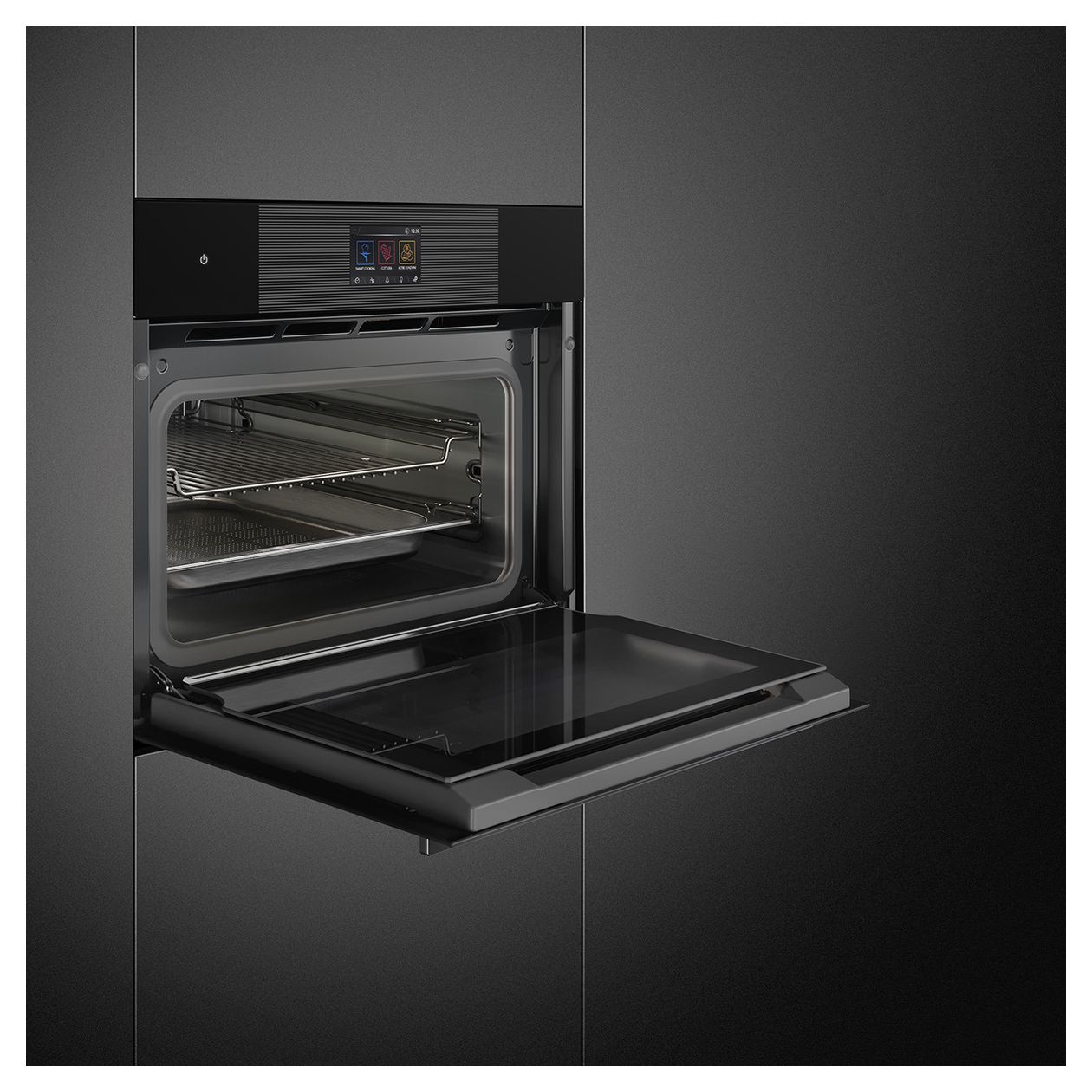 SO4104S4PB3 Einbaubackofen kompakt Dampfgaren AutoClean (Schwarz) 
