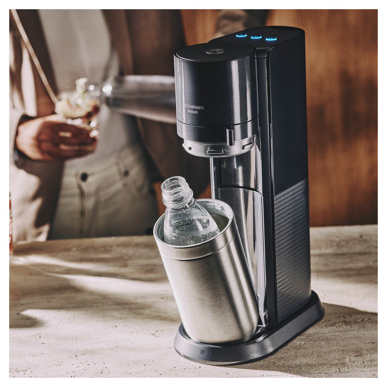 E-Duo Wassersprudler  (Schwarz, Edelstahl) 