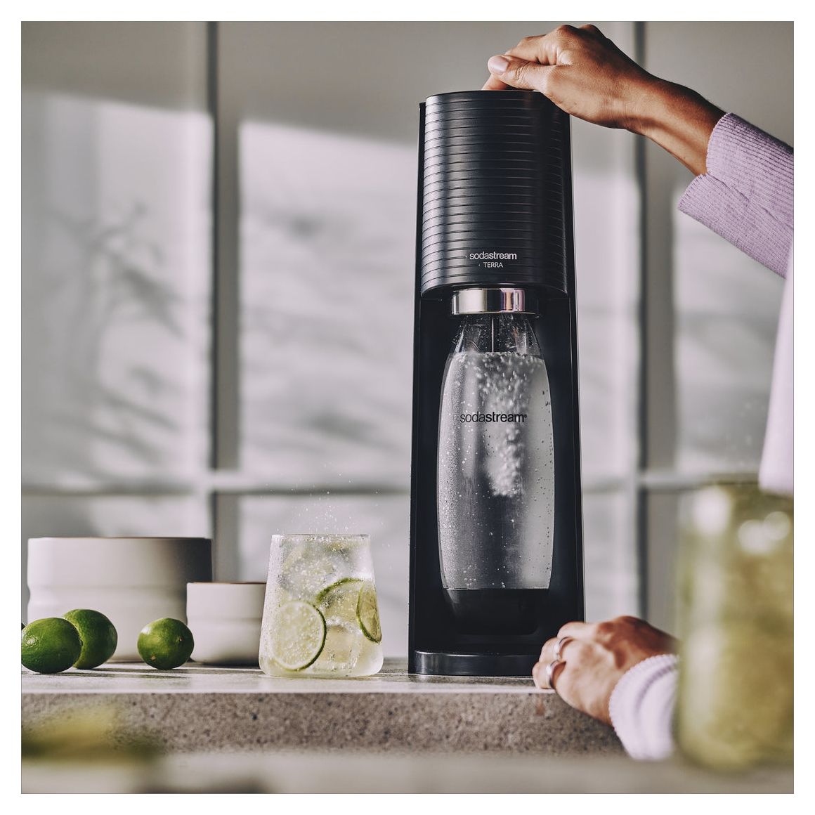 Terra Vorteilspack inkl. 3 Kunststoffflaschen Wassersprudler  (Schwarz) 