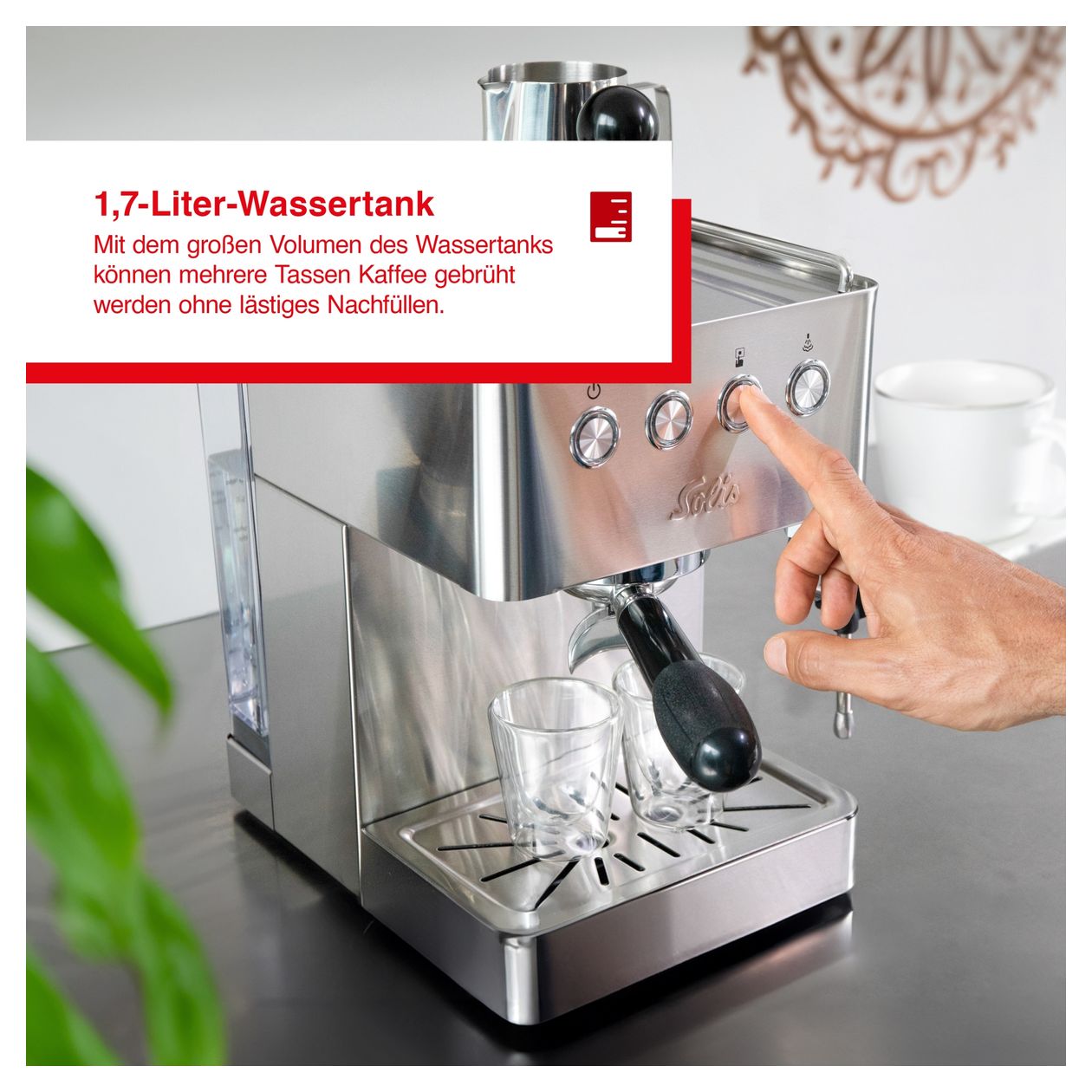 1014 Barista Gran Gusto Siebträger Kaffeemaschine 15 bar 1450 W  (Silber) 