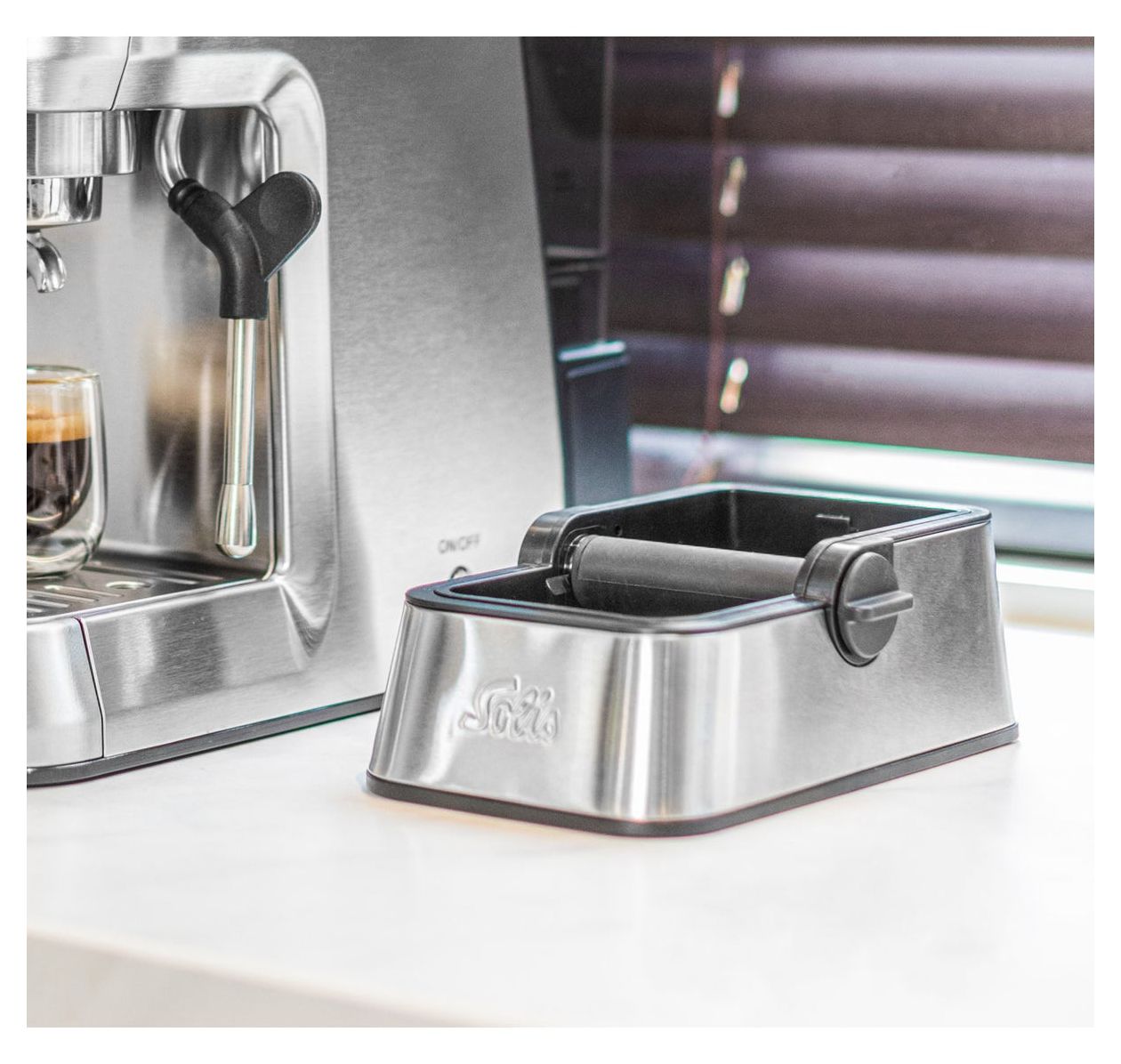 97843 Perfetta Knock Box  Kaffeesatzbehälter  (Schwarz, Edelstahl) 