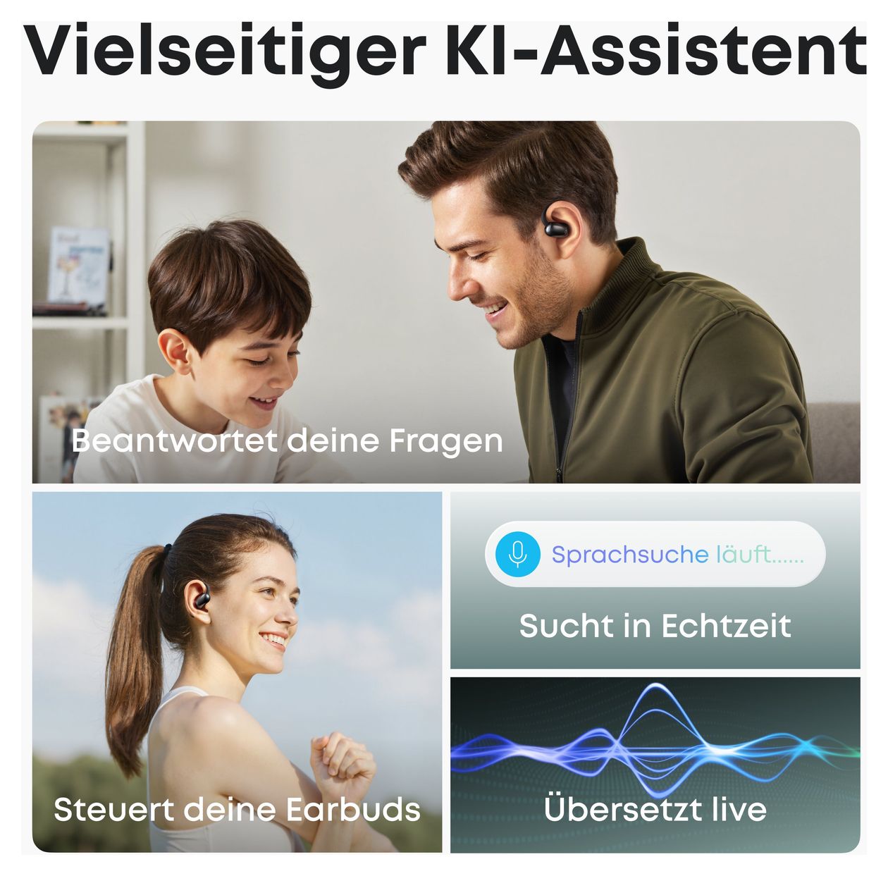 Aerofit 2 Ohraufliegender Bluetooth Kopfhörer kabellos 10 h Laufzeit IP55 USB Typ-C  (Schwarz) 