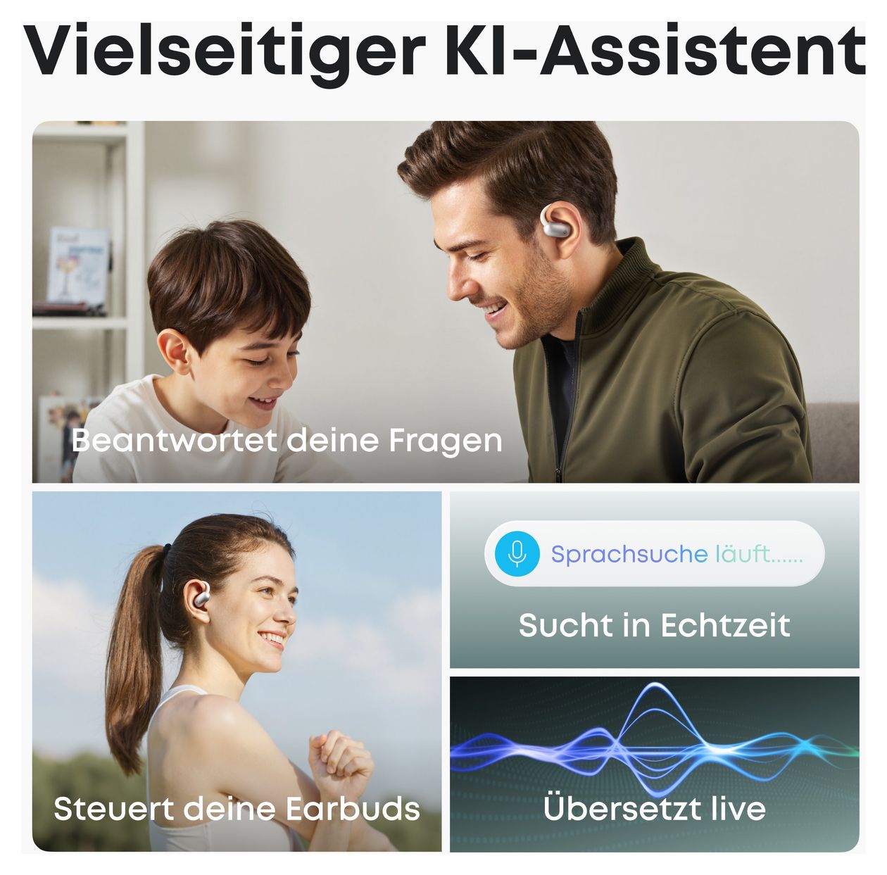 Aerofit 2 Ohraufliegender Bluetooth Kopfhörer kabellos 10 h Laufzeit IP55 USB Typ-C  (Weiß) 